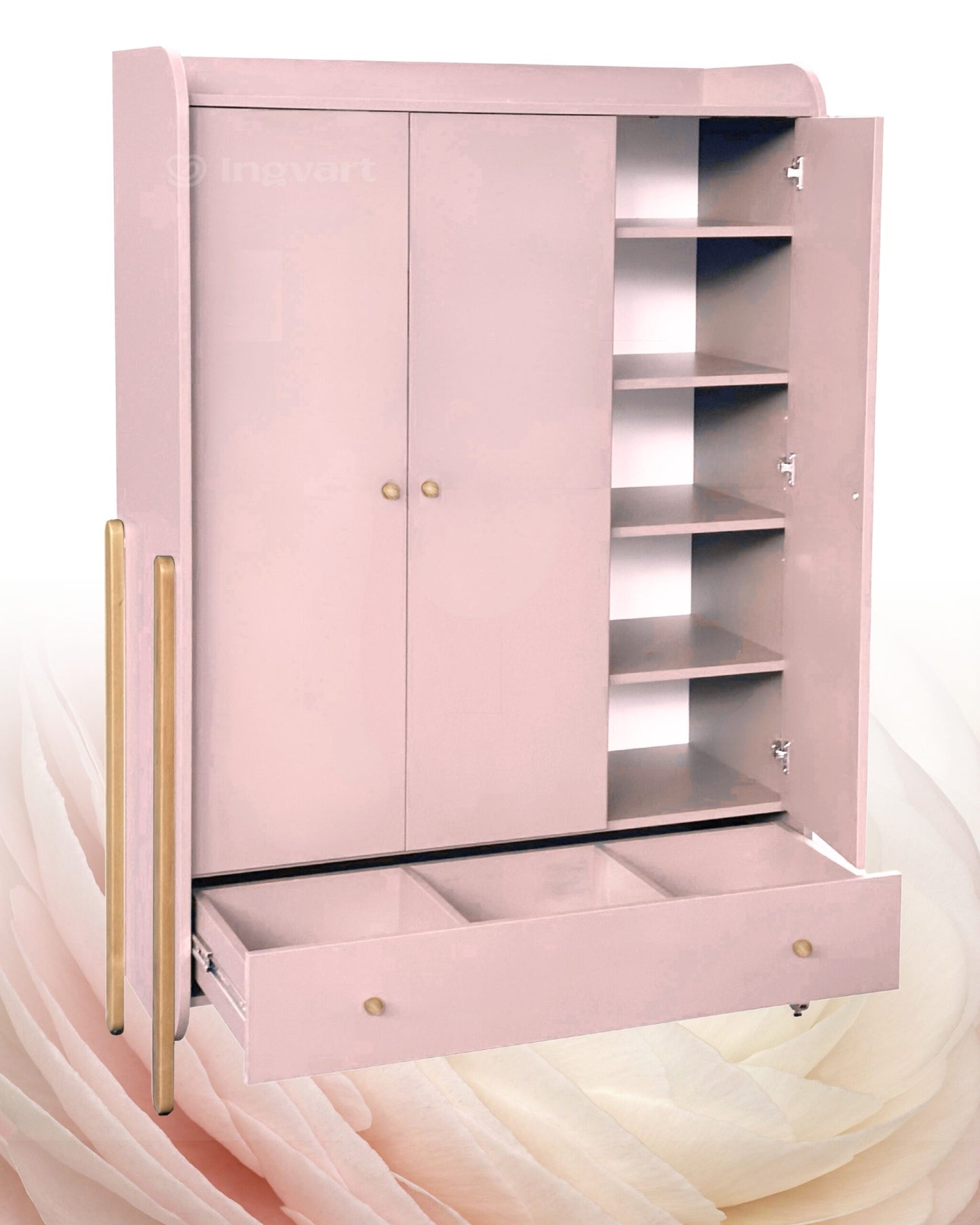 Nika 3-türiger Kleiderschrank, rosa