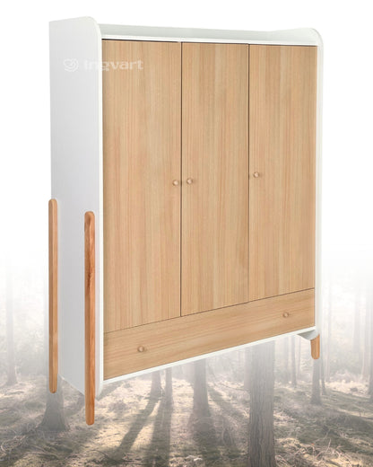 Nika 3-türiger Kleiderschrank, weiß-naturfarben