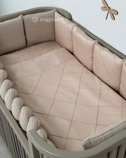 Satin-Set „Platinum“ Sand mit geflochtenem Stoff