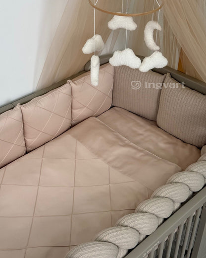 Satin-Set „Platinum“ Sand mit geflochtenem Stoff