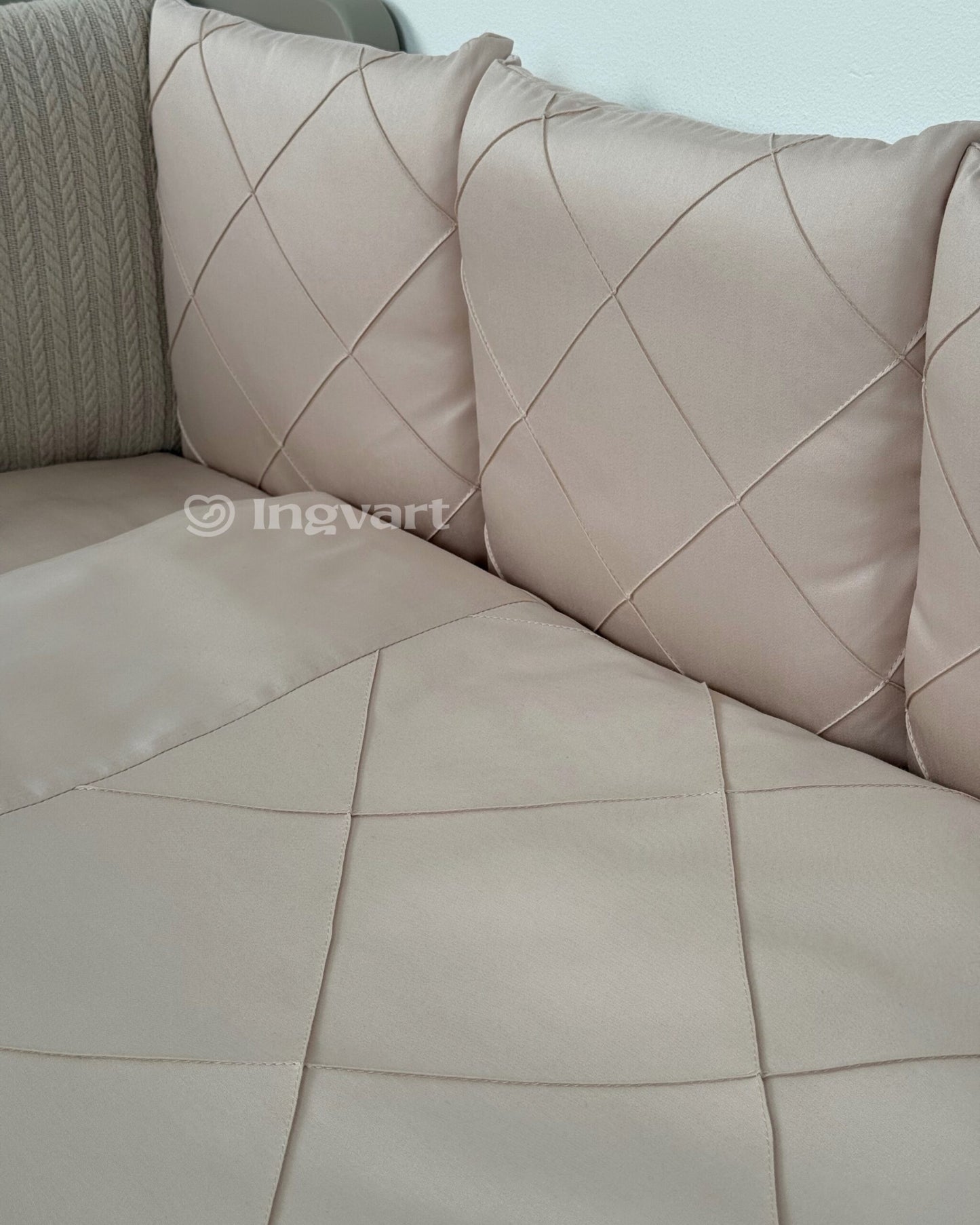 Satin-Set „Platinum“ Sand mit geflochtenem Stoff