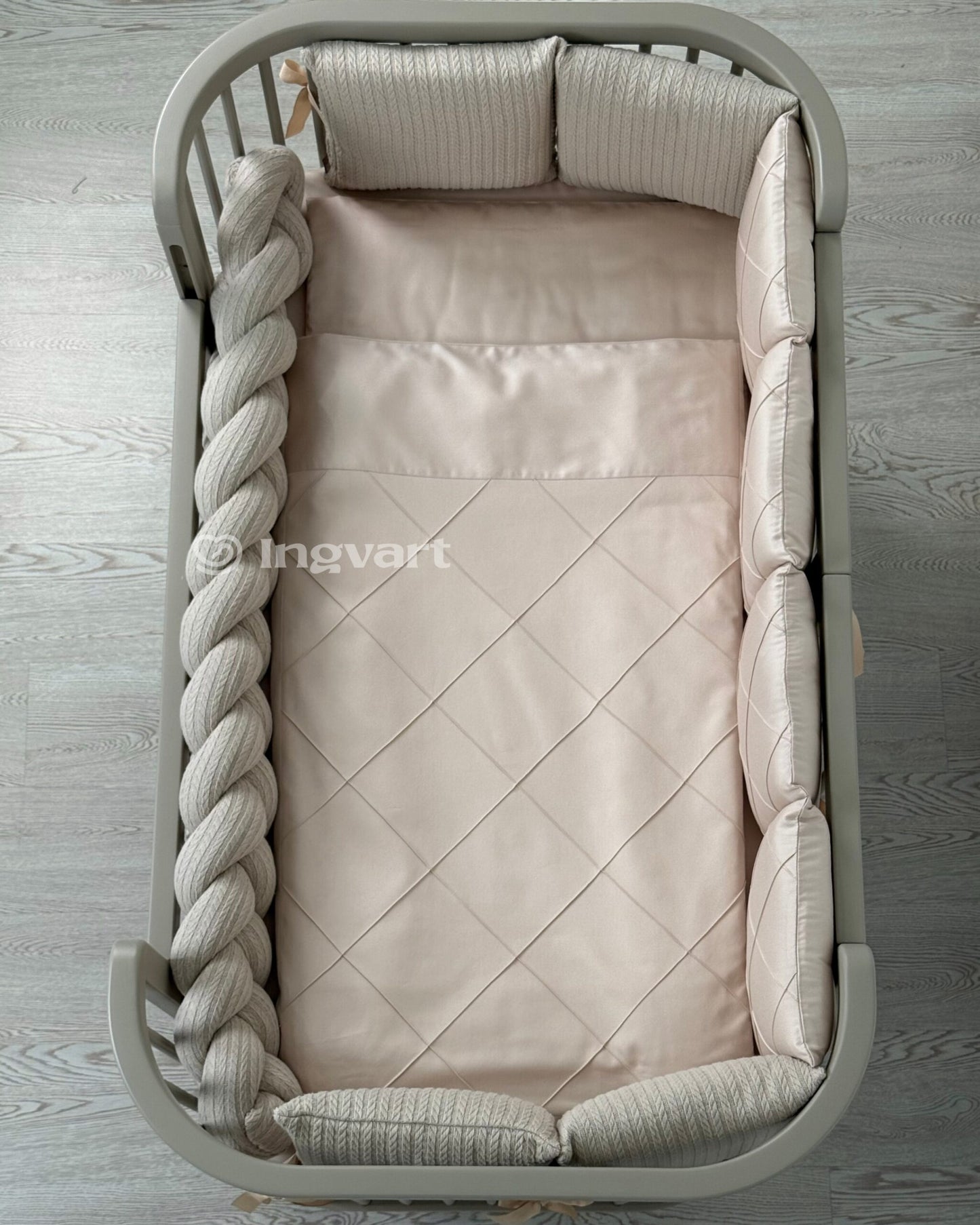 Satin-Set „Platinum“ Sand mit geflochtenem Stoff