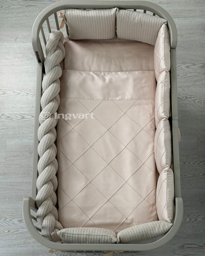 Satin-Set „Platinum“ Sand mit geflochtenem Stoff