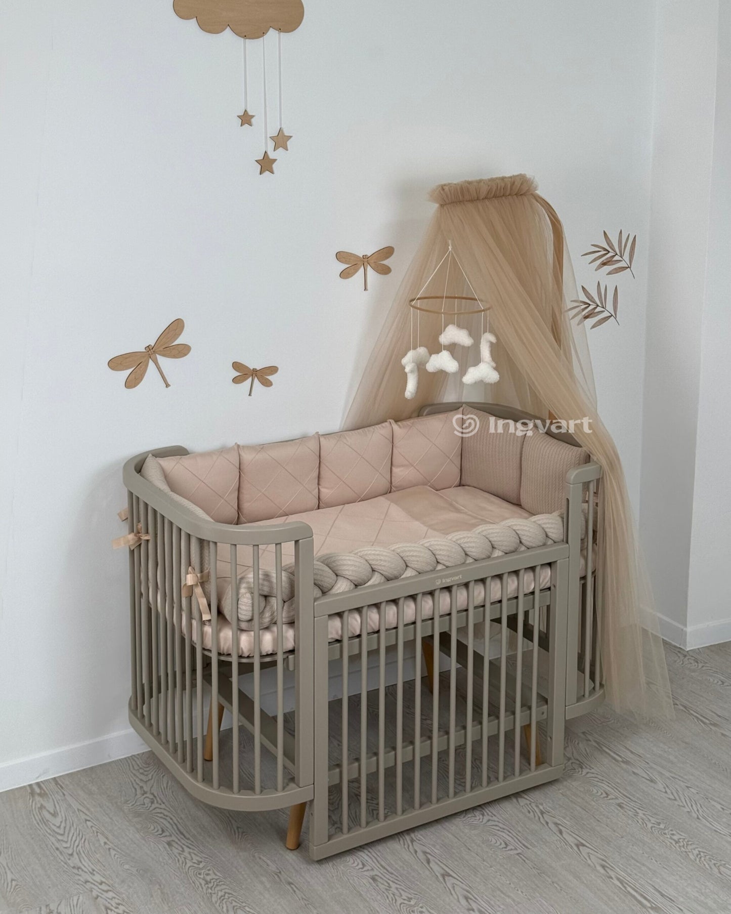 Satin-Set „Platinum“ Sand mit geflochtenem Stoff