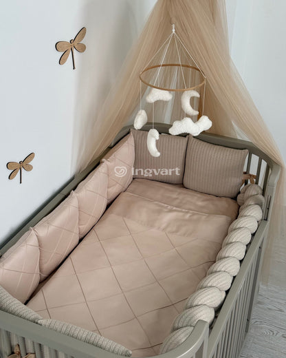 Satin-Set „Platinum“ Sand mit geflochtenem Stoff