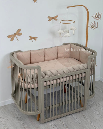 Satin-Set „Platinum“ Sand mit geflochtenem Stoff