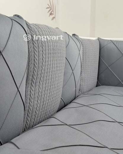 Satin-Set „Platinum“ grau klassisch mit geflochtenem Stoff