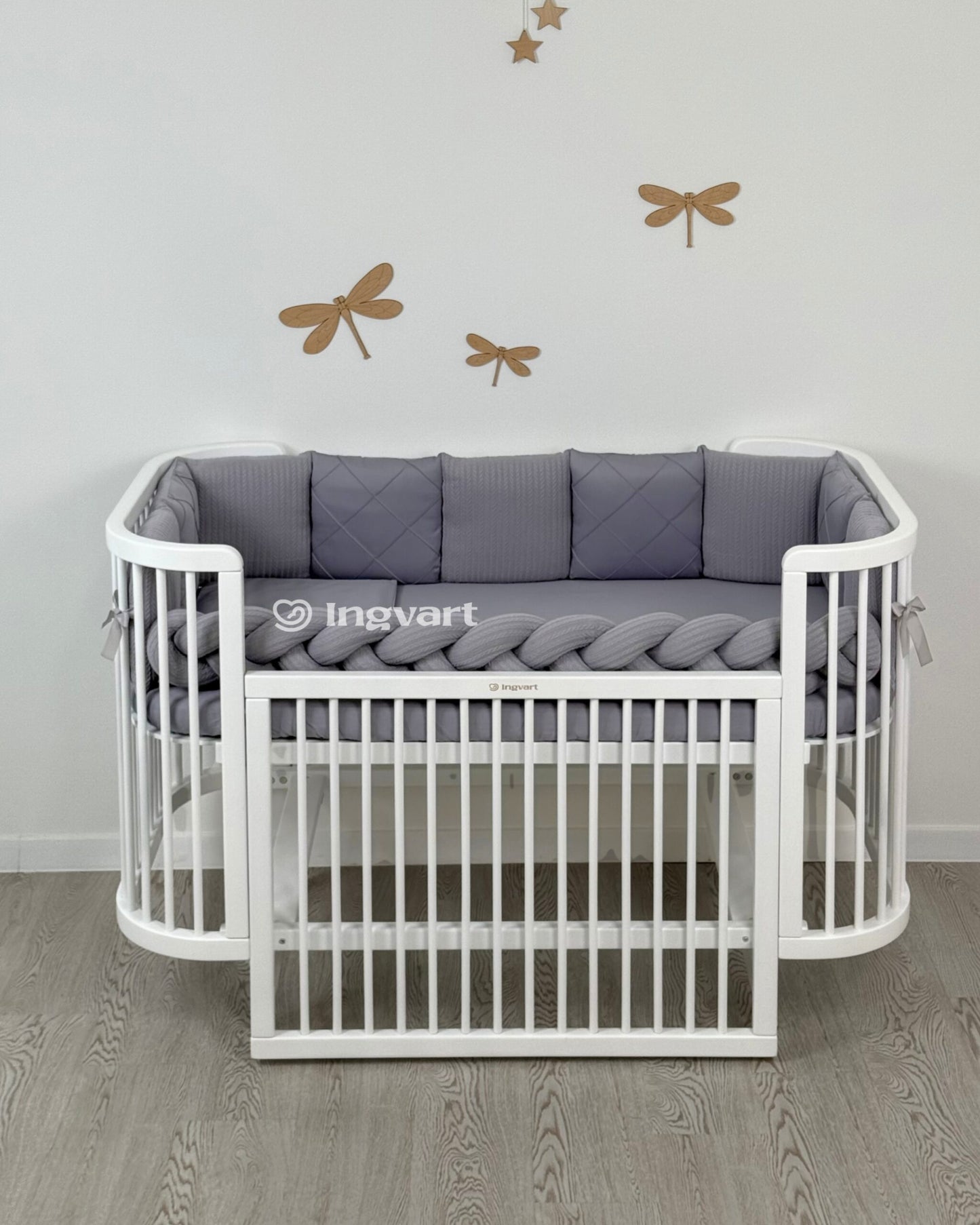 Satin-Set „Platinum“ grau klassisch mit geflochtenem Stoff