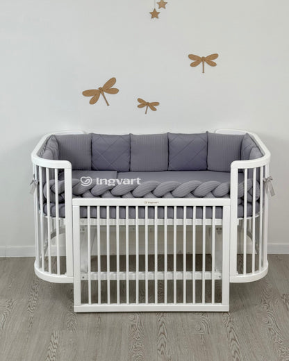 Satin-Set „Platinum“ grau klassisch mit geflochtenem Stoff