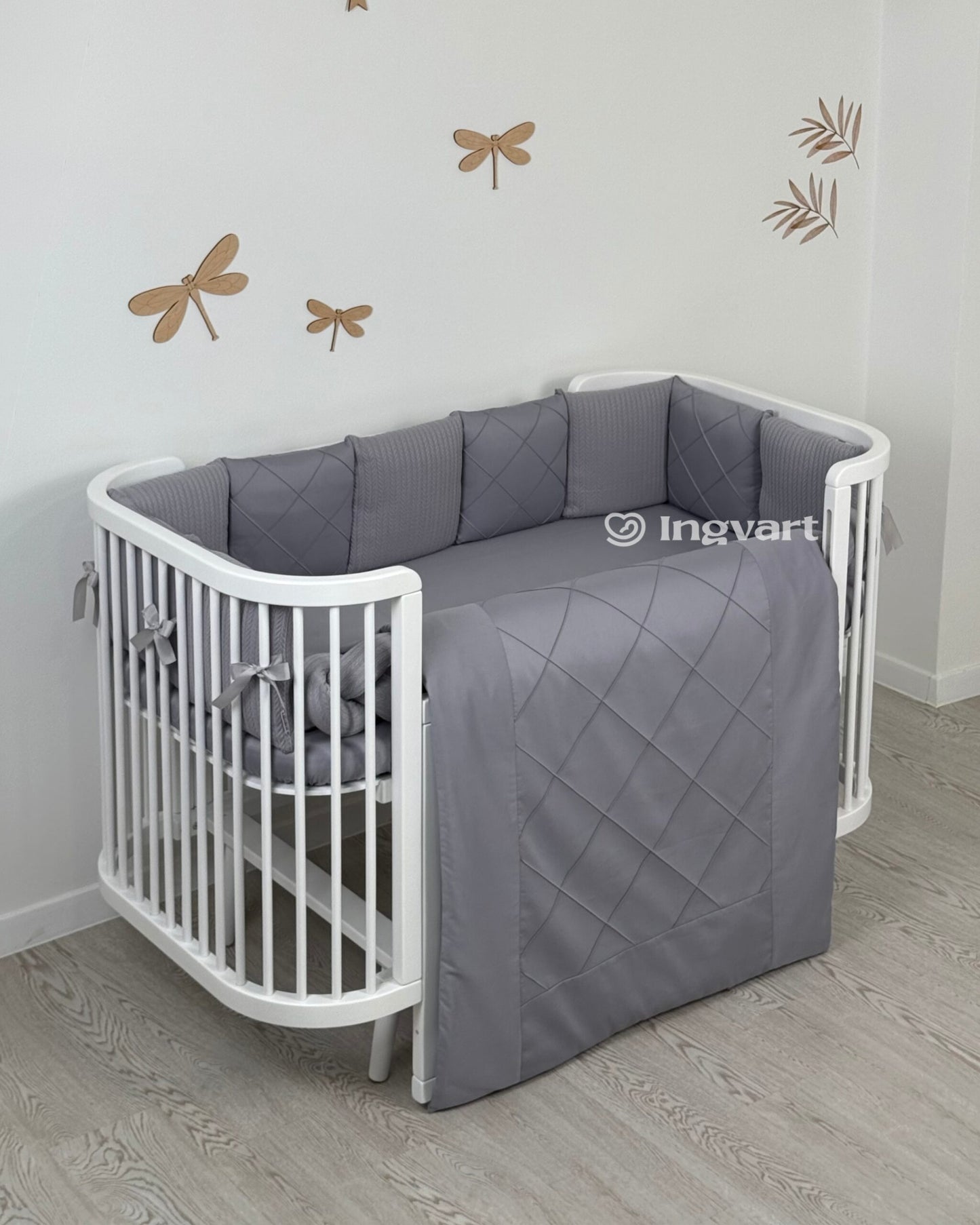 Satin-Set „Platinum“ grau klassisch mit geflochtenem Stoff