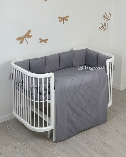 Satin-Set „Platinum“ grau klassisch mit geflochtenem Stoff