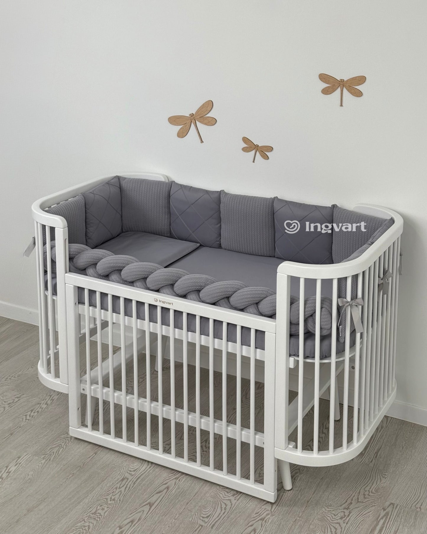 Satin-Set „Platinum“ grau klassisch mit geflochtenem Stoff