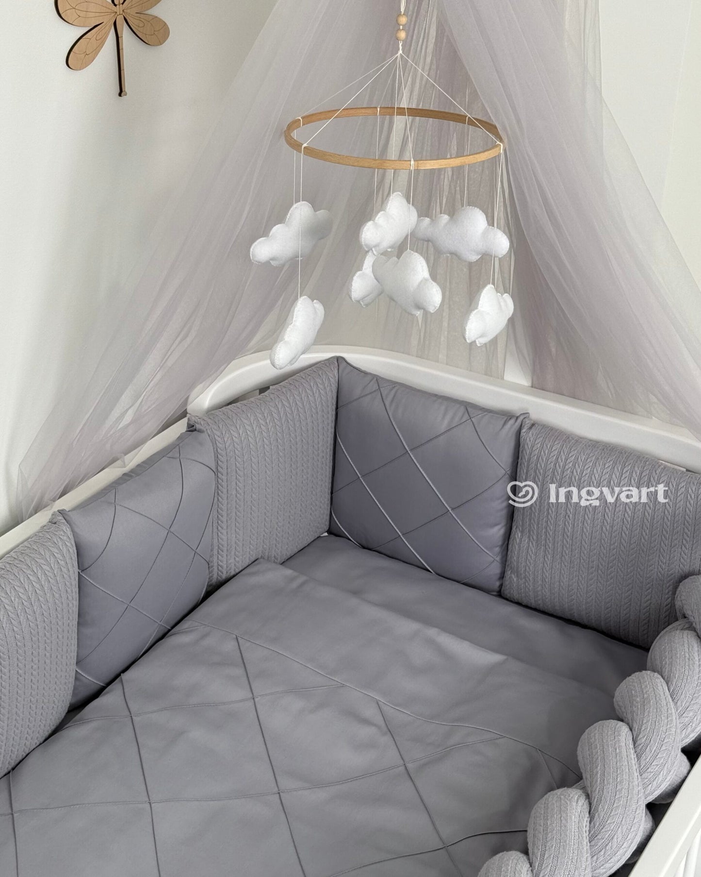 Satin-Set „Platinum“ grau klassisch mit geflochtenem Stoff