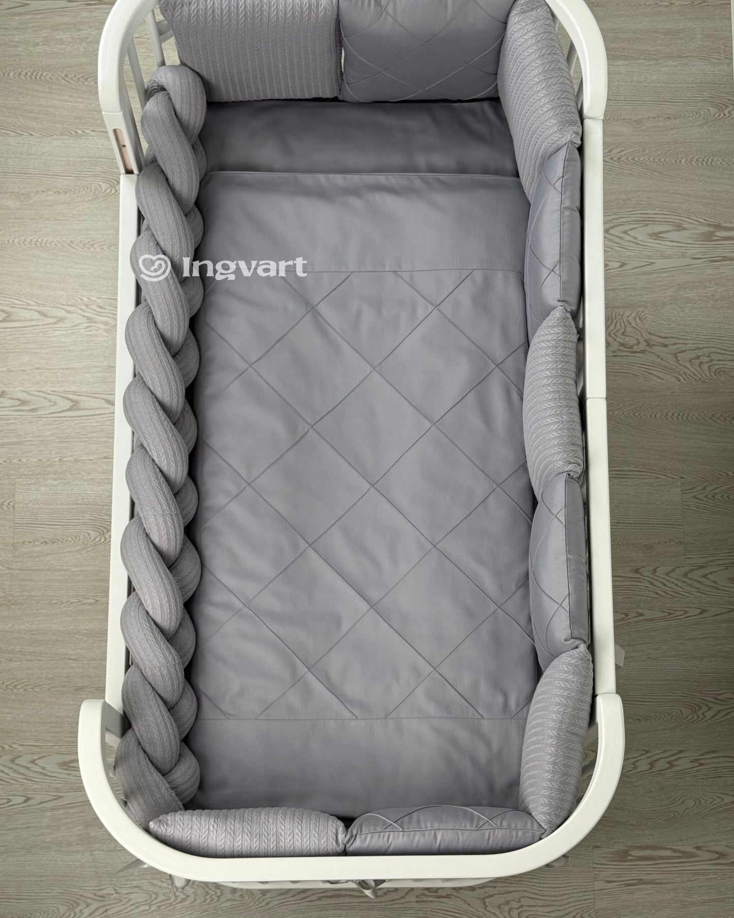 Satin-Set „Platinum“ grau klassisch mit geflochtenem Stoff