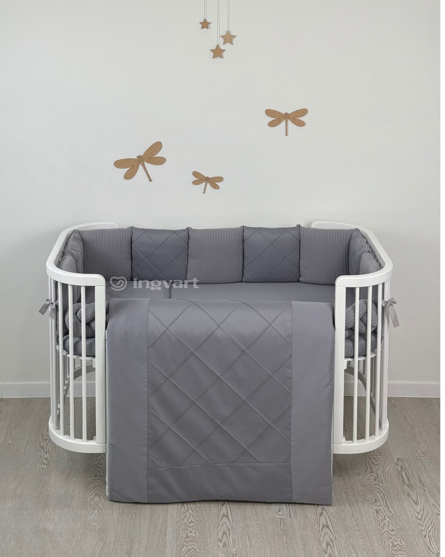 Satin-Set „Platinum“ grau klassisch mit geflochtenem Stoff