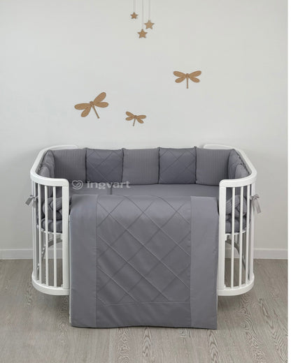 Satin-Set „Platinum“ grau klassisch mit geflochtenem Stoff