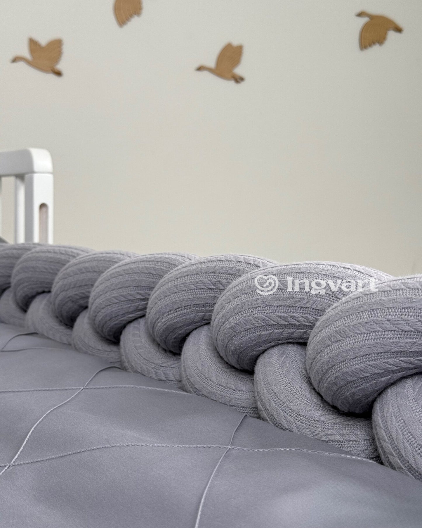 Satin-Set „Platinum“ grau klassisch mit geflochtenem Stoff