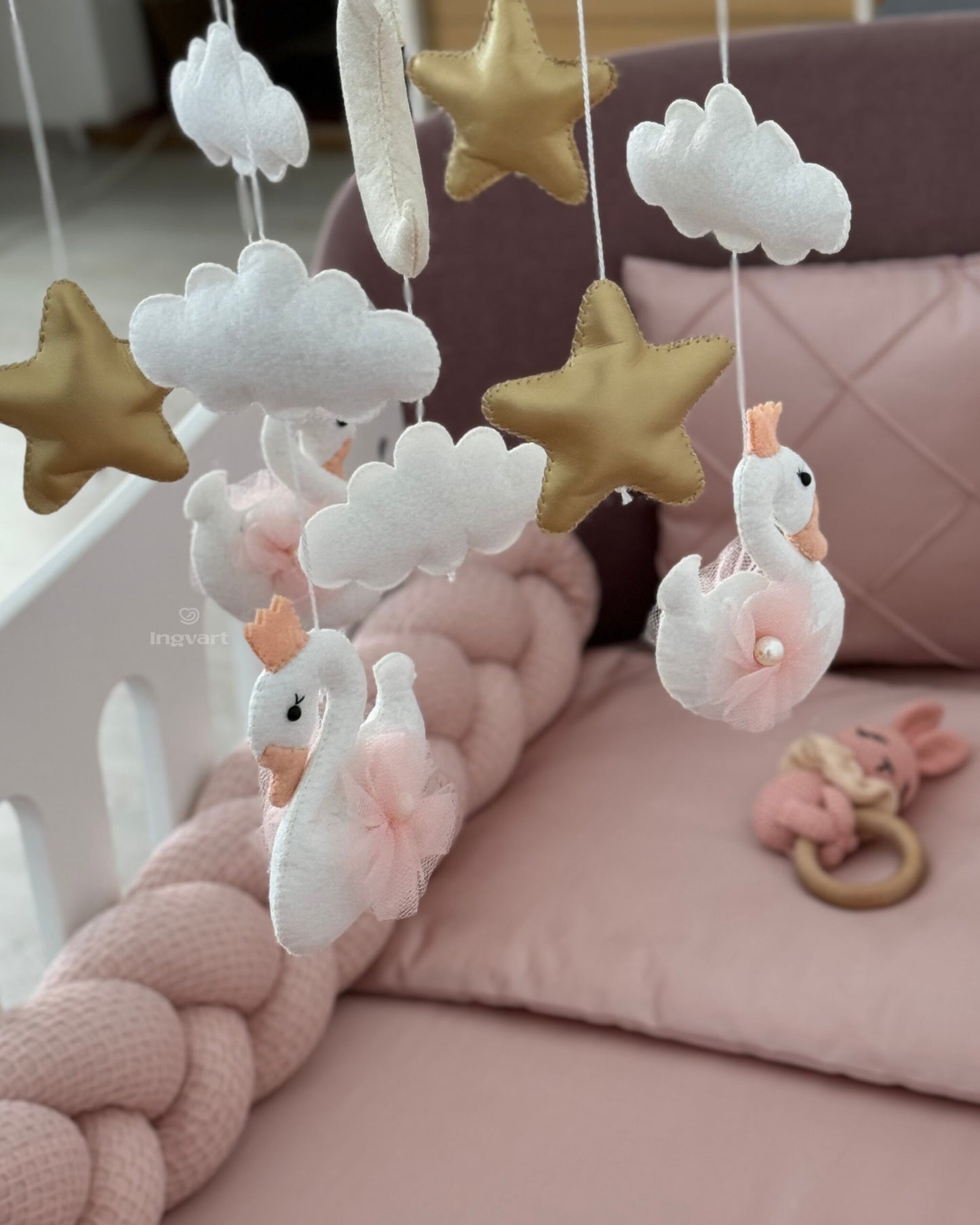 Satin-Set „Platinum“ in Altrosa (aus „Zopf“-Stoff)