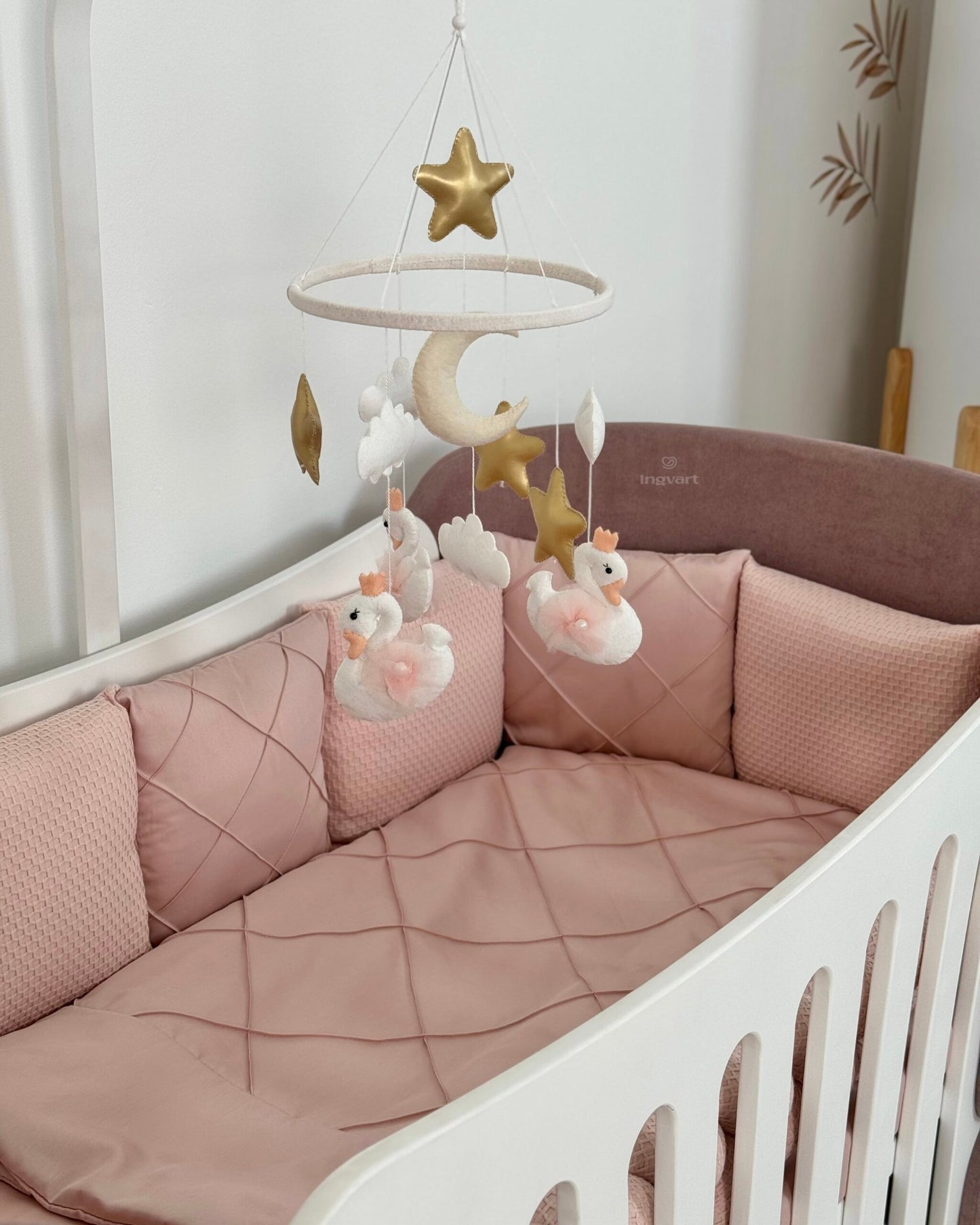 Satin-Set „Platinum“ in Altrosa (aus „Zopf“-Stoff)