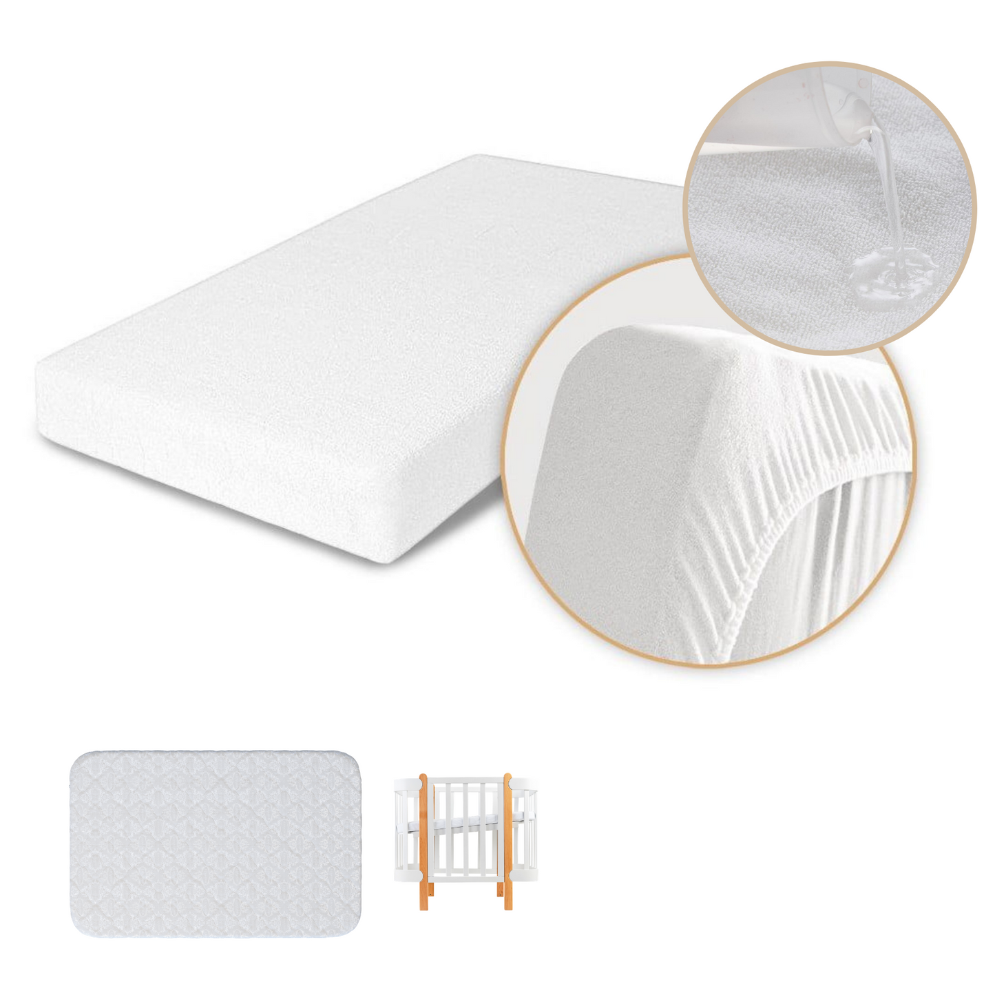 Wasserdichter Matratzenbezug für Babybetten x95 cm NIKA oder Boho