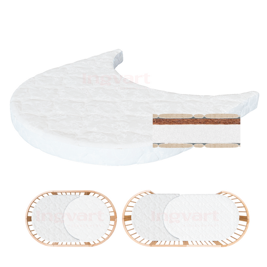 Zusätzlicher Abschnitt: Halbmond zur Matratzenverwandlung, mit verschiedenen Füllmaterialien: Kokosfaser, Kokos-Flexofilz, Kokos-Latex