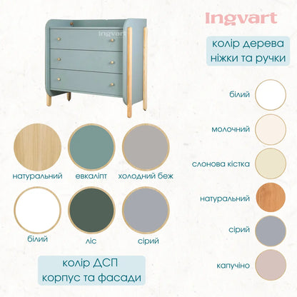 Kommode/Speisekammer Nika (Unterteil und Fronten farbig) Farbe: Unterteil und Fronten weiß