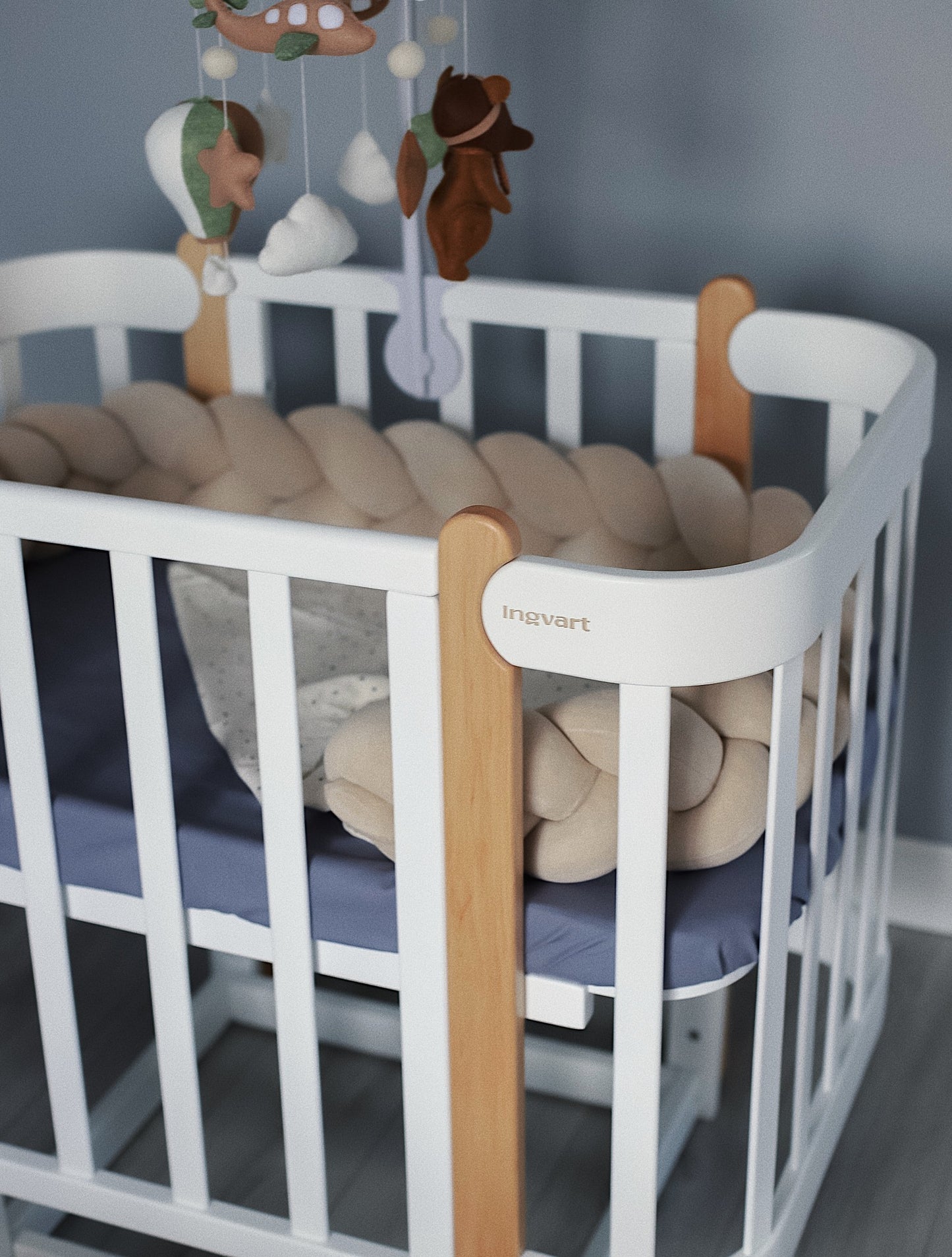 NIKA 5-in-1-Babybett, Farbe Grau